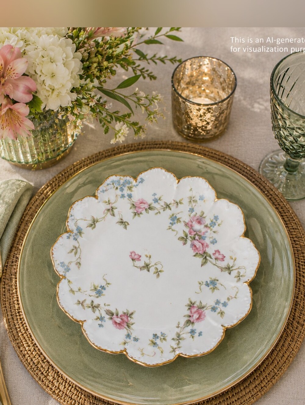 Set of 6 Antique Rosenthal RC Malmaison Bavaria 9" Plates Pink Roses Gold Trim